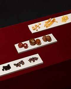 Assortiment haut de gamme de marrons, noisettes et fruits confits Agrimontana